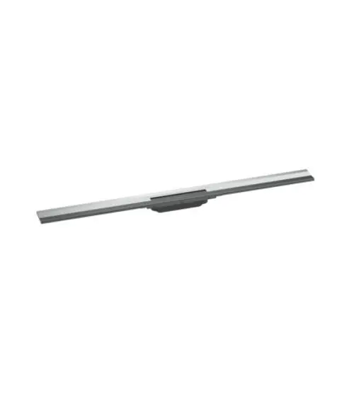 Duschrinne von Hansgrohe in chromfarbenem Finish, mit gerader, schmaler Form. Geeignet für die Wandmontage, klippbare Länge.
